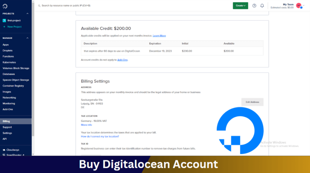 Buy Digitalocean Account